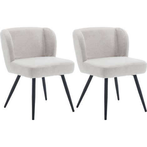 Set di 2 Sedie da Pranzo Moderne Sedie da Cucina in Tessuto di Lino Sedie da Salotto con Gambe in Metallo Per Soggiorno,Farina D'avena (1/5)