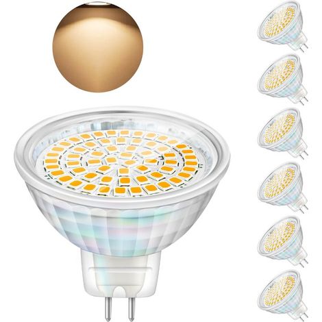 Ampoules LED GU5.3 5W 12V MR16 Spot Remplace Le Spot Halogène 460 Lumens Blanc Chaud 3000K Non-Dimmable Paquet de 6 (1/5)