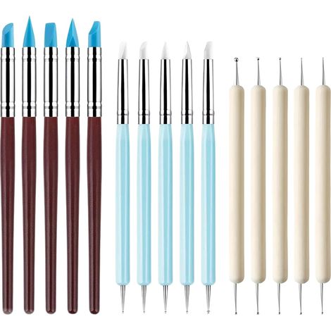 Lot de 15 pinceaux en silicone, outils de modélisation en argile, kit d'outils de pointillage pour peinture acrylique, pinceaux en caoutchouc pour ongles, sculpture en céramique, peinture, art