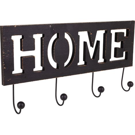 Percha de madera y metal negra 45x6x15 (1/5)