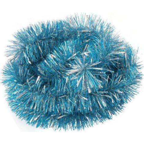 Catena metallica per albero di Natale, diametro 7 cm, argento e turchese, spessori misti, lunghezza 2 m (1/3)