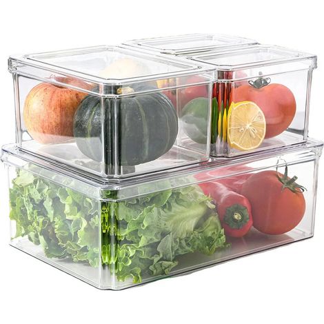 4Pcs Transparent Refrigerator Storage Organizer Boxes Set (1/5)