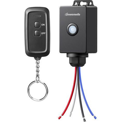 DEWENWILS Funkschalter Außen mit Fernbedienung, 30M Reichweite, Funk Wandsender 230V IP65 Aussenbereich, 3000W Wandschalter mit Sender, Schwarz (1/5)