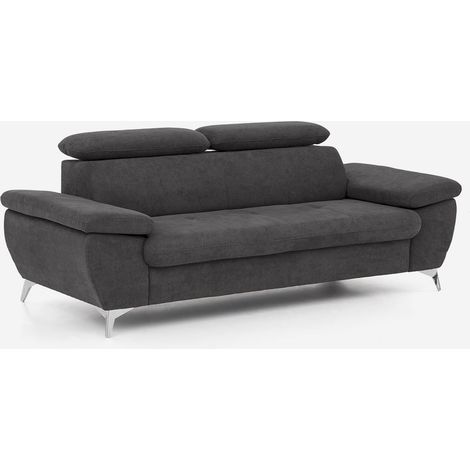 Moderner 3-Sitzer Stoffsofa mit verstellbarer Rückenlehne und Armlehnen Zana - Schwarz (1/5)