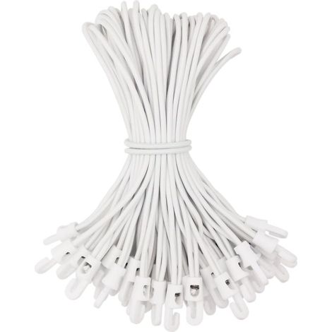 Petit cordon élastique avec crochets pour bâches, camping, tentes, 50 pièces, 26 cm (blanc) (1/4)