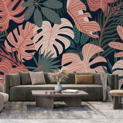 Papier peint panoramique - Feuilles tropicales - 130 cm x 73 cm (1/4)