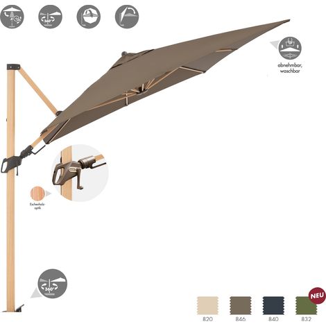 Doppler Alu Wood Pendel Side 220 x 300 cm Pendelschirm Ampelschirm 4 Farben 451268