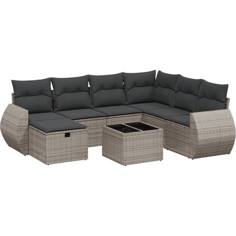 Maison Exclusive - 8-tlg. Garten-Sofagarnitur mit Kissen Grau Pol (1/4)