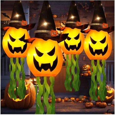 Pendentif Halloween lumière blanche chaude 2060cm 4 chapeau de sorcier ornements de citrouille lumières lumineuses cour terrasse jardin (1/5)