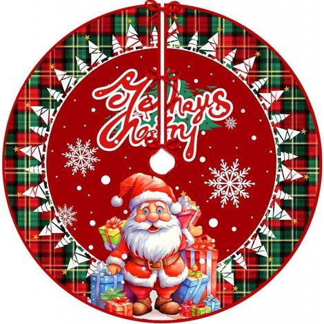 Weihnachtsbaumdecke, Weihnachtsbaumdecke mit Weihnachtsmannmotiv, klassischer Weihnachtsteppich, winterliche Partydekoration für drinnen und draußen (122 cm) (1/5)