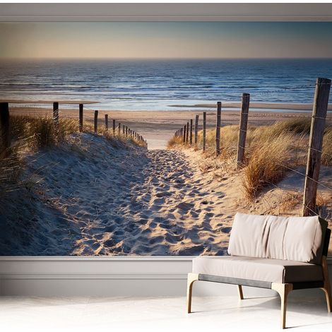 Fotomurale adesivo - murale da parete - Carta da parati autoadesiva - design parete moderno - Sentiero sulla spiaggia 312x219 cm (1/5)