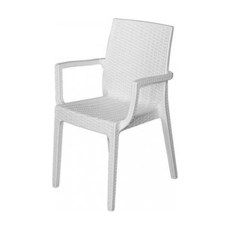 POLTRONA SEDIA RESINA BISTROT BIANCO EFFETTO RATTAN PER TERRAZZI BAR