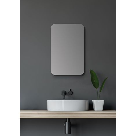 Talos Spiegelschrank Bad oval 40 x 60 cm - Badezimmer Spiegelschrank mit hochwertigem Aluminiumkorpus in matt schwarz - Bad Spiegelschrank mit zwei Glaseinlegeböden (1/4)