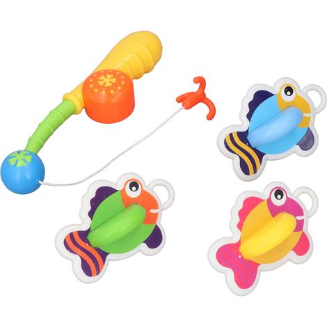 Lot de 4 jouets de bain pour bébé, jeu de pêche coloré pour enfants, cadeau d’anniversaire pour salle de bain (1/5)