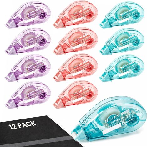12 rotoli di colla fotografica bifacciale, rotolo adesivo per tappetino per mouse da 6 mm x 6 m, accessori per scrapbooking, colla per album fotografici, biglietti, diari, scuola, ufficio (1/5)