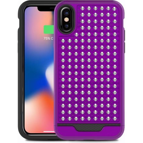 Zizo Star Diamond Hybrid Cover - iPhone X Hülle (Lila/Schwarz) (1/5)