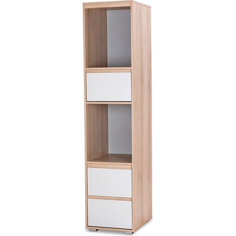 Monmobilierdesign – Meuble colonne enfant 2 niches de rangement et 3 tiroirs – Dimensions L 48 x P 52 x H 183 cm – Aggloméré peinture à l'eau – Fabriqué en UE (1/5)