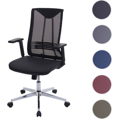 Chaise de bureau HWC-J53, chaise pivotante chaise de bureau, ergonomique similicuir vert-olive (1/5)