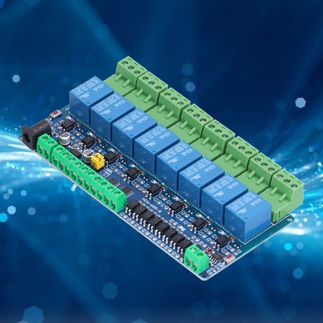 Interface Modbus RTU : sortie relais 12 V à 8 canaux, entrée à 8 canaux, communication RS485 et TTL 485. (1/5)