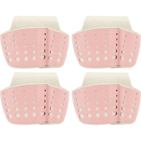 Verstellbarer, 2-stufiger Schwammhalter fürs Waschbecken – 4-teilig – Seifenschale mit Abfluss – Küche & Bad – Rosa (1/5)