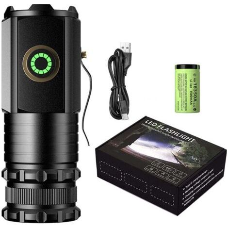 Lampe de poche haute puissance, longue portée, mini portable, frontale multifonction pour extérieur. (1/3)