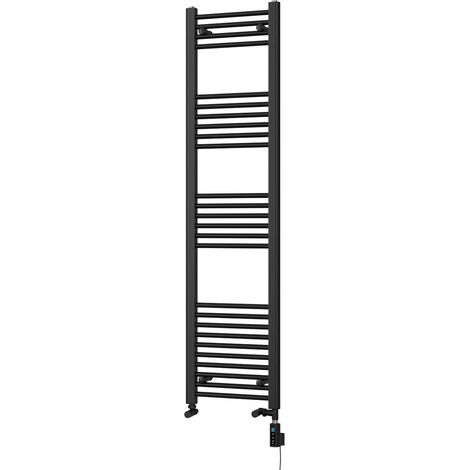 Zennor - Black Dual Fuel Towel Rail H1600mm x W400mm Thermostatic WIFI - Straight (1/3)