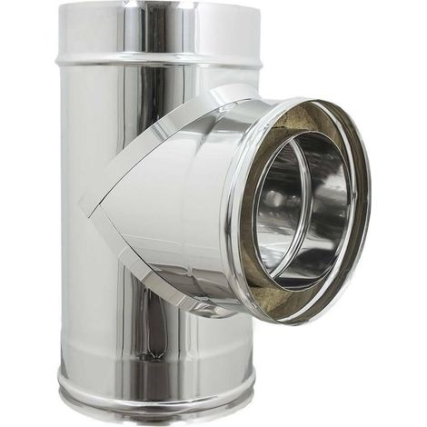 DERIVAZIONE T INOX TAPPO DOPPIA PARETE MM.100 (1/2)
