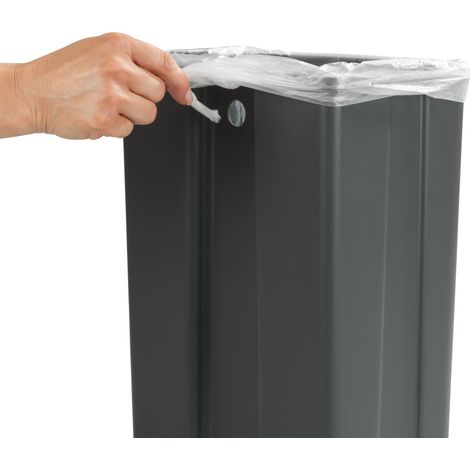 WENKO Tür-Abfalleimer, 12 Liter, Zum Einhängen in Schrank und Schublade, Grau, Polypropylen grau, verchromtes Metall silber glänzend (1/5)