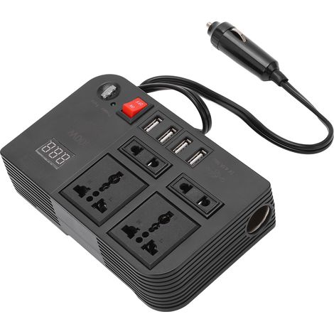 DC 12 to AC 220V Power Converter Electrical Inverter Transformer with 4 USB Ports and 4 Outlets