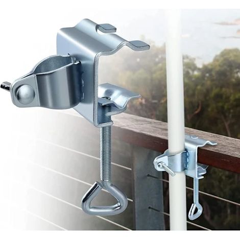 Pied de parasol, pince de parasol pour table, pince de table pour parasols de jardin, pied de parasol en métal pour balcon, parasol, plage, pêche, terrasse, balcon[co] (1/4)
