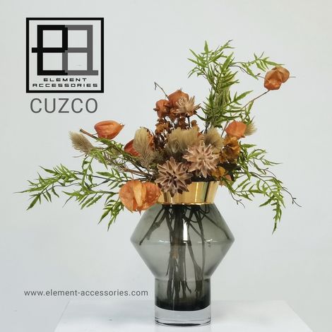 Vase en verre élégant avec liseré en or 24 carats pour fleurs et décoration intérieure - PANGIVO (1/3)