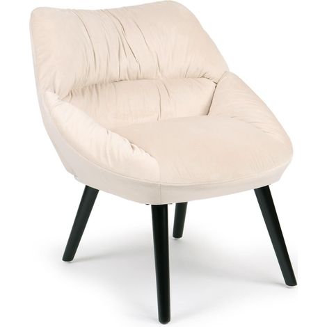 Fauteuil moderne et confortable Patrick Velours Beige