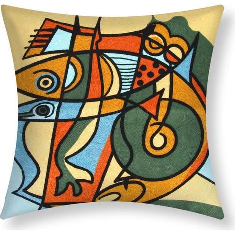 Housses de Coussin - AVIZAR - Lot de 2 - 45x45 cm - Brodées - Multicolore - Design Contemporain (1/5)