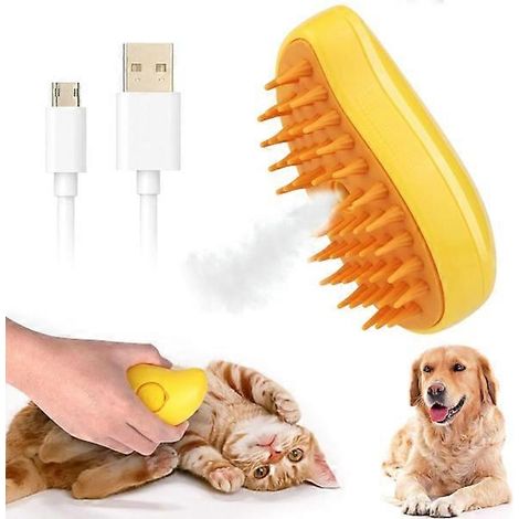 Brosse pour chat, brosse vapeur 3 en 1 pour l'épilation des poils de chat, brosse de massage vapeur pour chat, peigne d'épilation pour chats et chiens (vert)-AquaForge (1/5)