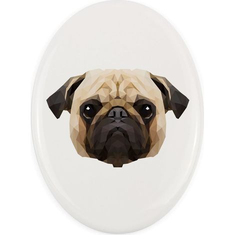 Pug, Pug, Carlin: mosaico geométrico con foto e inscripción de Art-Dog (1/4)