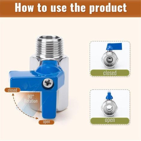 Mini-Vanne À Bille - Acier Inoxydable 304 - Filetage NPT 3/8 Pouces Mâle x Mâle - Pour Espaces Restreints - Lot De 2 (1/5)