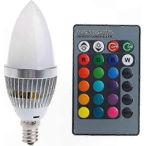 Ampoule LED E14 RGB avec télécommande et abat-jour laiteux, solution d'éclairage intelligent pour maison connectée, lot de 1, blanc lait, compatible variateur, usage intérieur, économie d'énergie. (1/5)