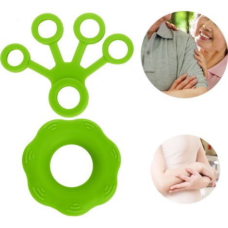 Brace de renforcement des doigts avec bande élastique et poignée ergonomique verte (1/5)