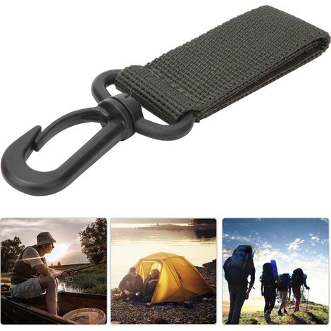 Mousquetons de Ceinture Rotatifs 360° - Lot de 3 pour Randonnée et Camping - Vert Militaire
