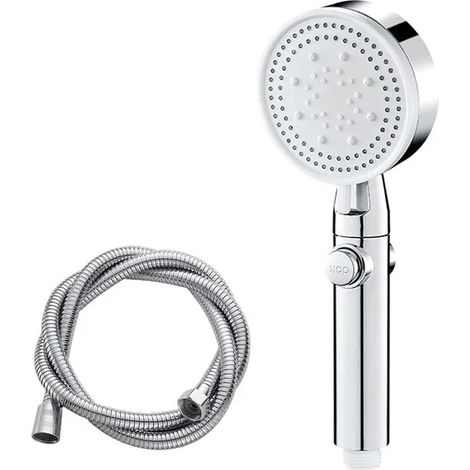 Douchette à main avec 5 modes, haute pression, économie d'eau, avec bouton pause, avec flexible, pour une utilisation quotidienne dans la salle de bain.-AquaForge (1/5)