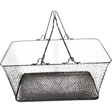 Panier Rectangulaire en Métal Noir avec Poignées en Treillis Métallique, Grande Capacité, Polyvalent, Résistant à la Rouille, Adapté aux Supermarchés, Bars et Décoration Intérieure (1/5)
