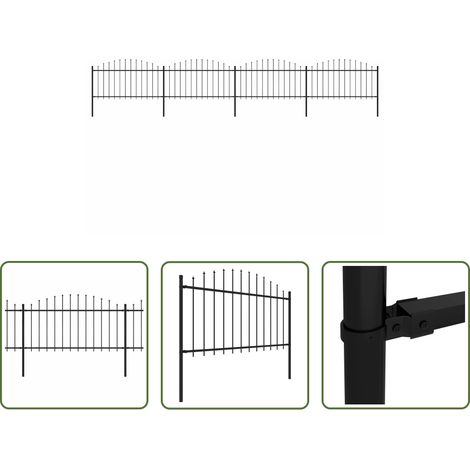 vidaXL Clôture de sécurité - Clôture de jardin avec dessus en forme de lance en acier 714,5 x 150 cm Noir (1/5)