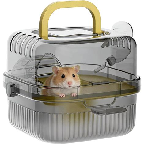 Transporteur pour Hamster Habitat à Deux Niveaux Modèle avec Goutte d'Eau Intégrée pour gerbilles, cochons d'Inde, souris, lapins, chinchillas, randonnée, camping (1/5)