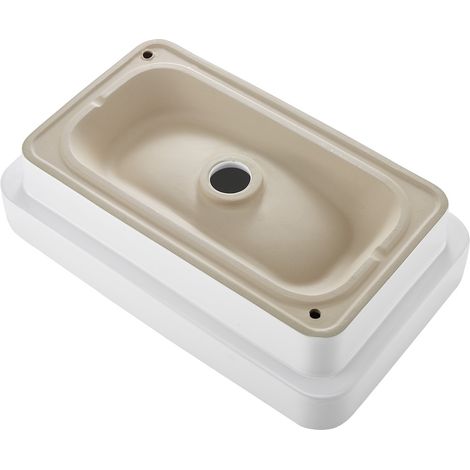 Mophorn Halbeinbauwaschbecken rechteckig 490 x 305 mm, modernes Waschbecken mit 45 mm Abflussloch, platzsparend für Badezimmer oder Küche, weiß