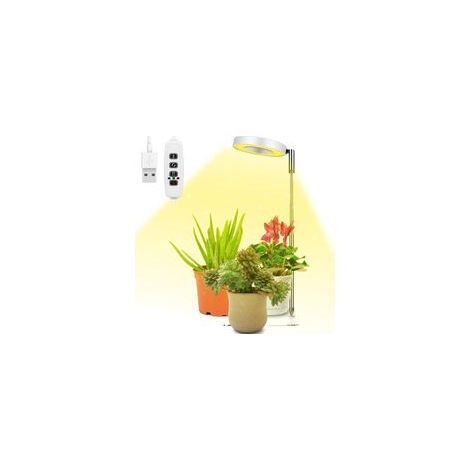 Lampe de croissance pour plantes, lampe LED à spectre complet réglable en hauteur pour petites plantes, 9 niveaux de luminosité, rotation à 180° et minuterie marche/arrêt automatique 3/9/12 heures (1/5)