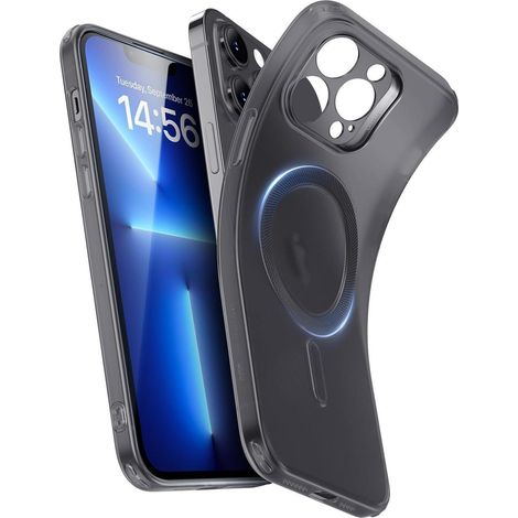 Schutzhülle für iPhone 13 Pro Max mit MagSafe, transparent, stoßfest, mattschwarz