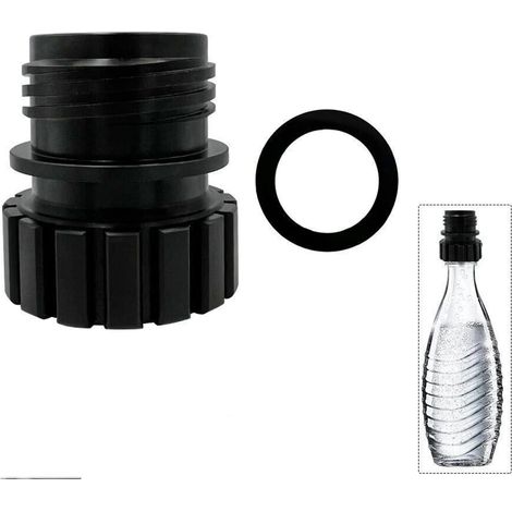 Adattatore per bottiglia in vetro cristallo Sodastream a bottiglia in plastica, colore nero