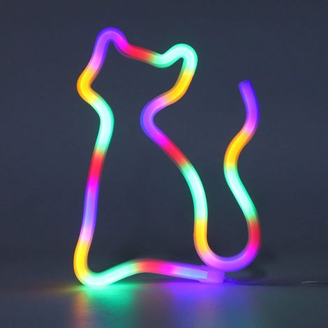 Gatto al neon – USB/batteria – colorato – insegna – decorazione per matrimoni/compleanni/feste – cameretta dei bambini (1/5)