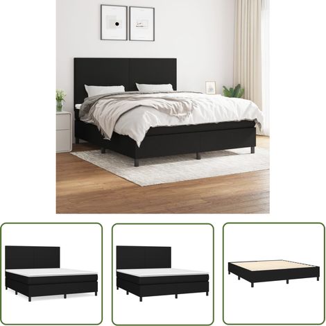 The Living Store Boxspringbett mit Matratze Schwarz 160x200 cm Stoff - Boxspringbett - Doppelbett - Schlafraum - Bettenrahmen - Matratze (1/5)