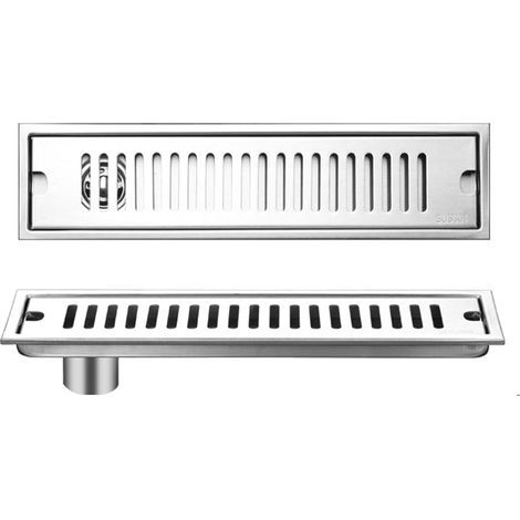 Bonde de douche longue en acier inoxydable avec déodorant, amovible, pour salle de bain ou hôtel, 40 cm, évacuation latérale (1/5)